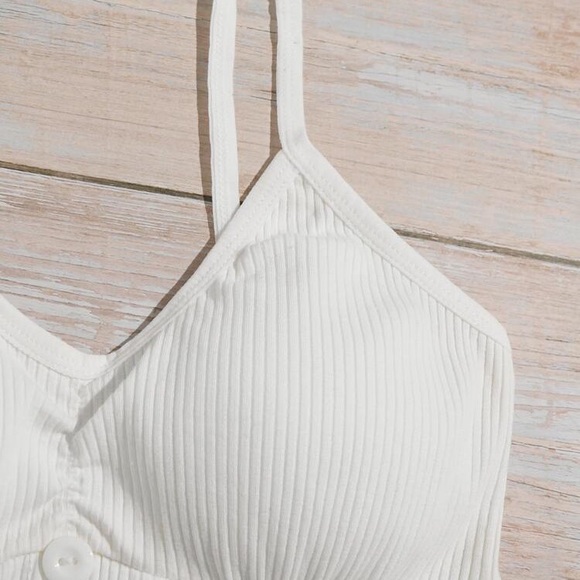 Women’s padded spaghetti strap tank top w/buttons - Picture 11 of 14